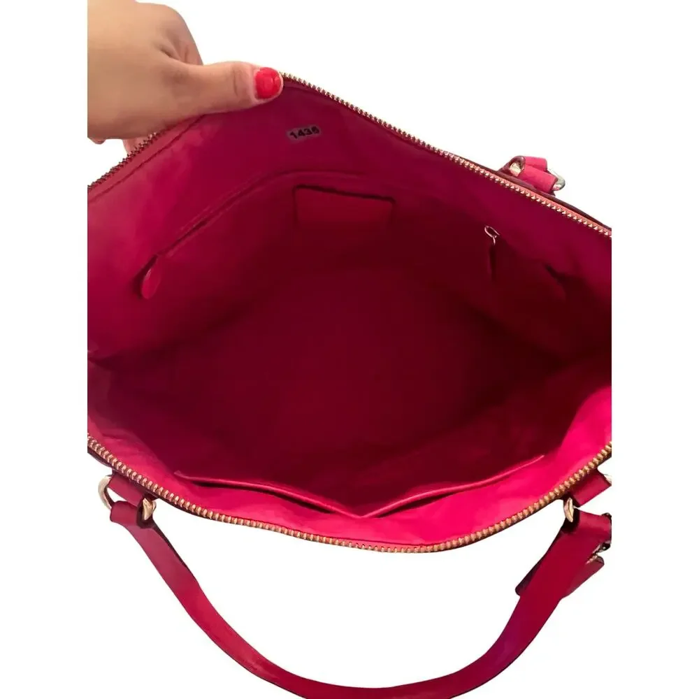 Coach Ava II Pebbled Leather Large Fuschia Gold Hardware Tote Purse